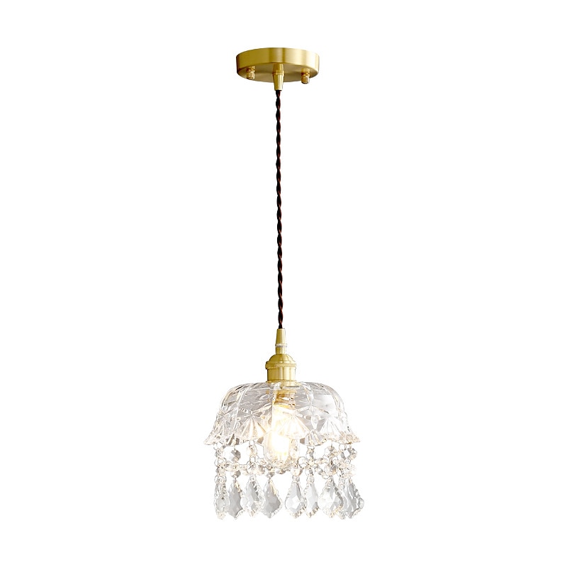 lampada a sospensione in cristallo con paralume in vetro trasparente finitura in ottone spazzolato oro cucina moderna con isola lampada a sospensione lampadario regolabile per corridoio sala da pranzo del 2025 a $135.99 –P7