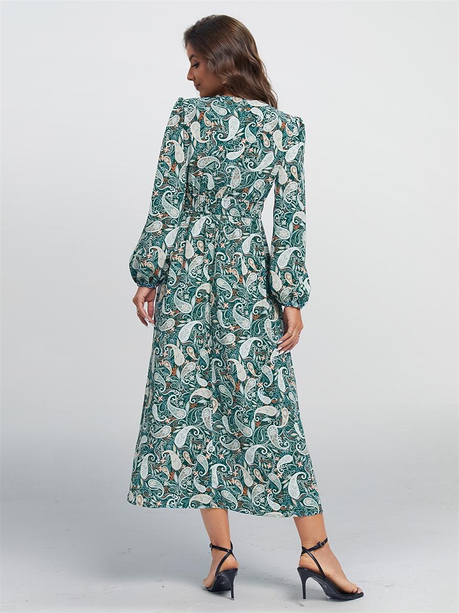 robe midi décontractée à motif cachemire et col en V de 2026 ? $91.99 –P2