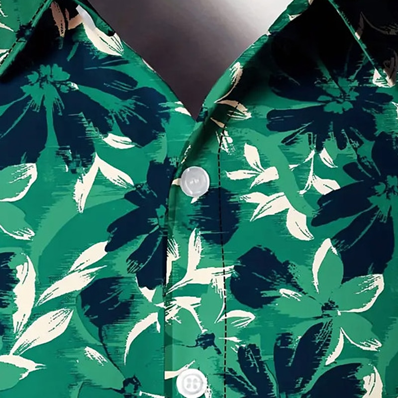 Men's Floral Shirt Button Up Shirt Long Sleeve Casual Daily Wear Going out Fall & Winter Turndown Print Button-Down Black Green 2025 - $24.99 –P6