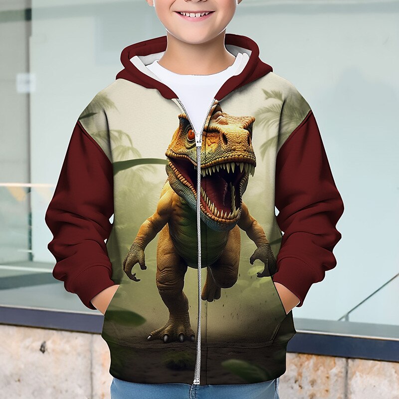 Pojkar 3D Dinosaurie Huvtröja Kappa Ytterkläder Långärmad 3D-tryck Höst Vinter Mode Streetwear Häftig Polyester Barn 3-12 år Utomhus Ledigt Dagligen Normal 2025 - $21.99 –P3