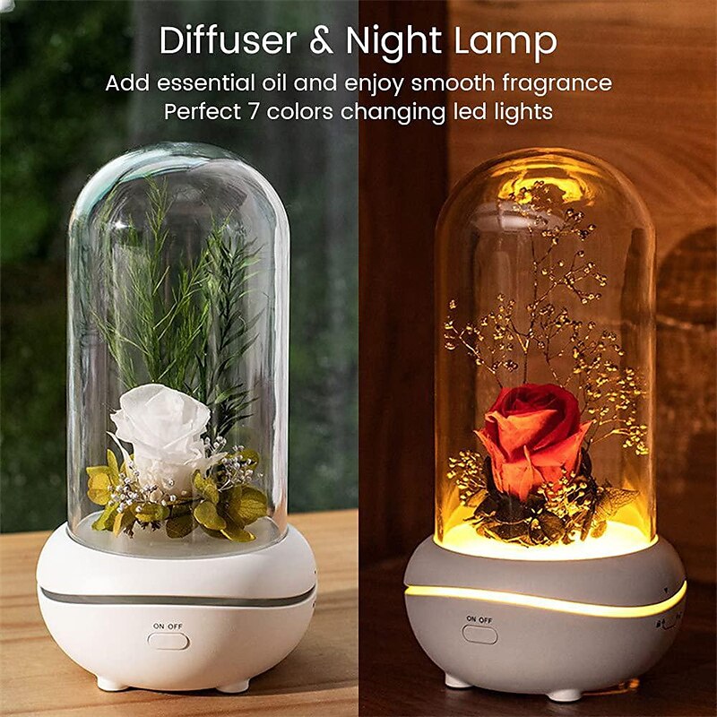 Artificial Flower USB LED Light Perfume Aromatherapy Essential Oil Diffuser Relieve Work Stress Relief Fatigue Waterless Belt Charging Plug-in Use Machine 2025 - $26.99 –P1