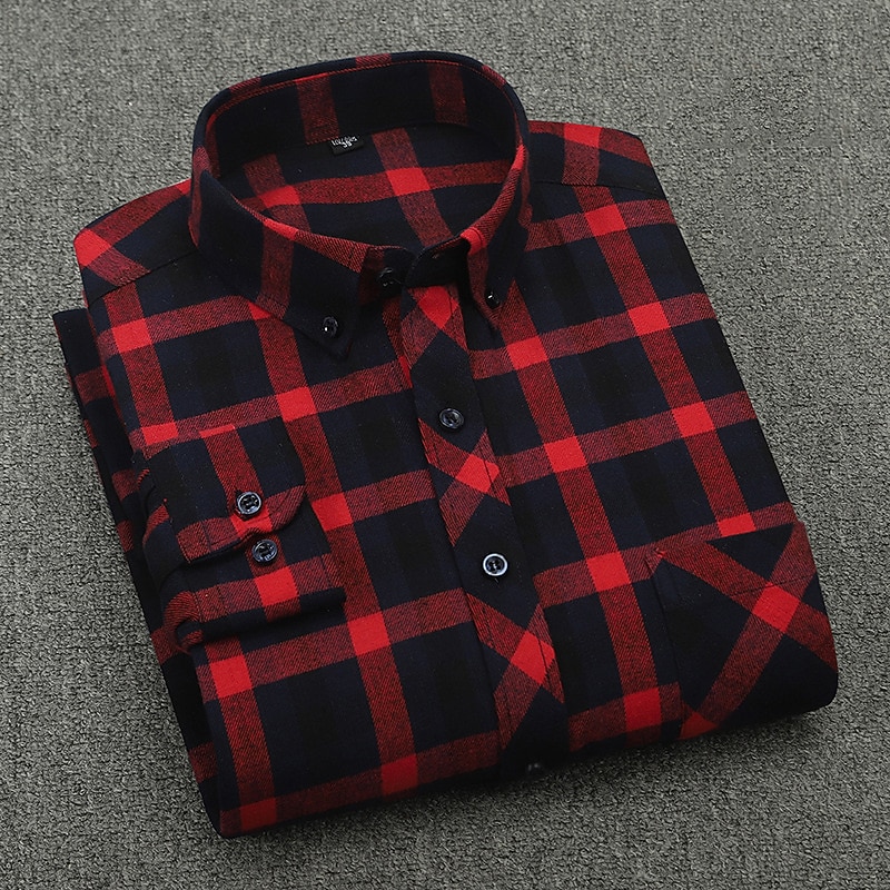 Per uomo Camicia Camicia casual Camicia a quadri Camicia con Bottoni Quadri All'aperto Abbigliamento quotidiano Rosso Blu Marrone Blu scuro Manica Lunga Bavero Autunno & Inverno Abbigliamento Tasca del 2026 a $46.99 –P5