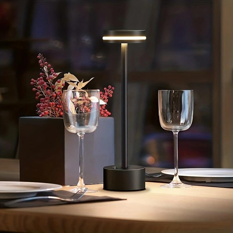 Candeeiro de mesa led recarregável sem fio alumínio quarto bar restaurante com controle de toque lâmpada led para escritório em casa quarto hotel restaurante configurações de brilho de 3 níveis de 2025 por $28.99 –P1