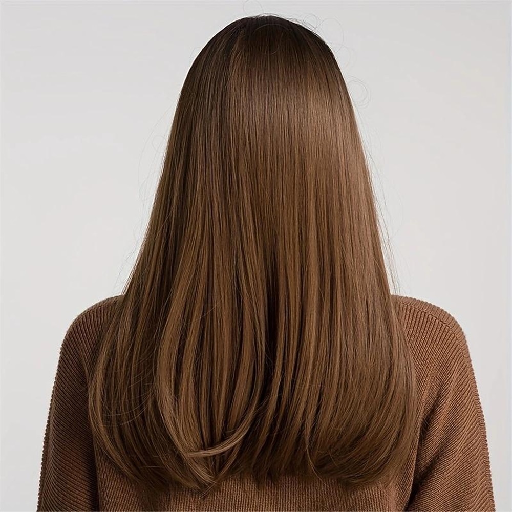 Perruques synthétiques lisses et longues marron foncé de 20 pouces avec frange pour femmes, perruques synthétiques résistantes à la chaleur, sans dentelle, pour usage quotidien de cosplay de fête de 2025 ? $19.99 –P2