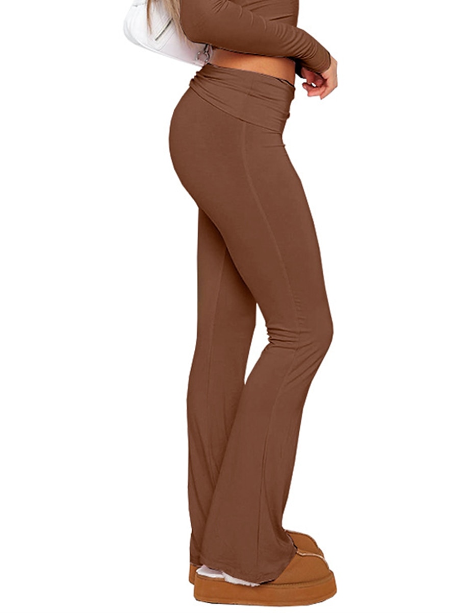 Pentru femei Clopot de jos Pantaloni Activ Modă Șic Stradă Lungime totală Talie Joasă Simplu Respirabilitate Απαλό Comfortabil Micro-elastic În aer liber Stradă Zilnic Gri Deschis Gri Închis Roz 2025 - $13.99 –P17