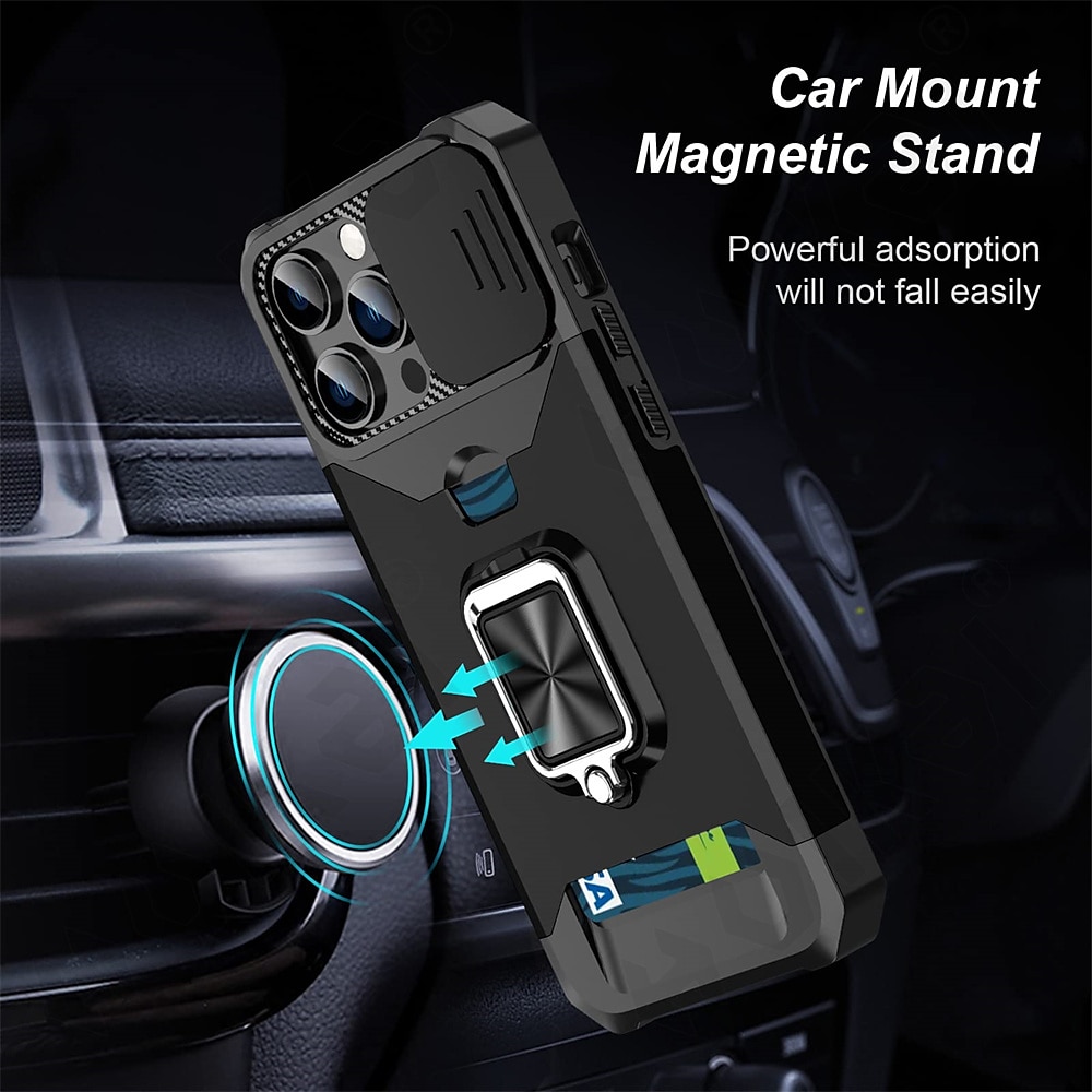 telefon Kılıf Na iPhone'a 15 Pro MaxPlus iPhone 14 13 12 11 Pro Max Mini SE X XR XS Max 8 7 Plus Osłona tylna Uchwyt pierścieniowy Gniazdo karty Odporny na wstrząsy TPU PC 2025 - $13.99 –P2
