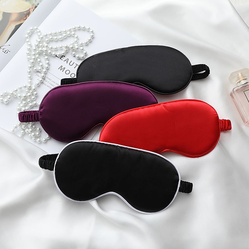 luxe satijnen oogmasker met elastische band om te slapen, oogslaapschaduwafdekking, blokkeert licht en vermindert gezwollen ogen 2025 - $11.99 –P6