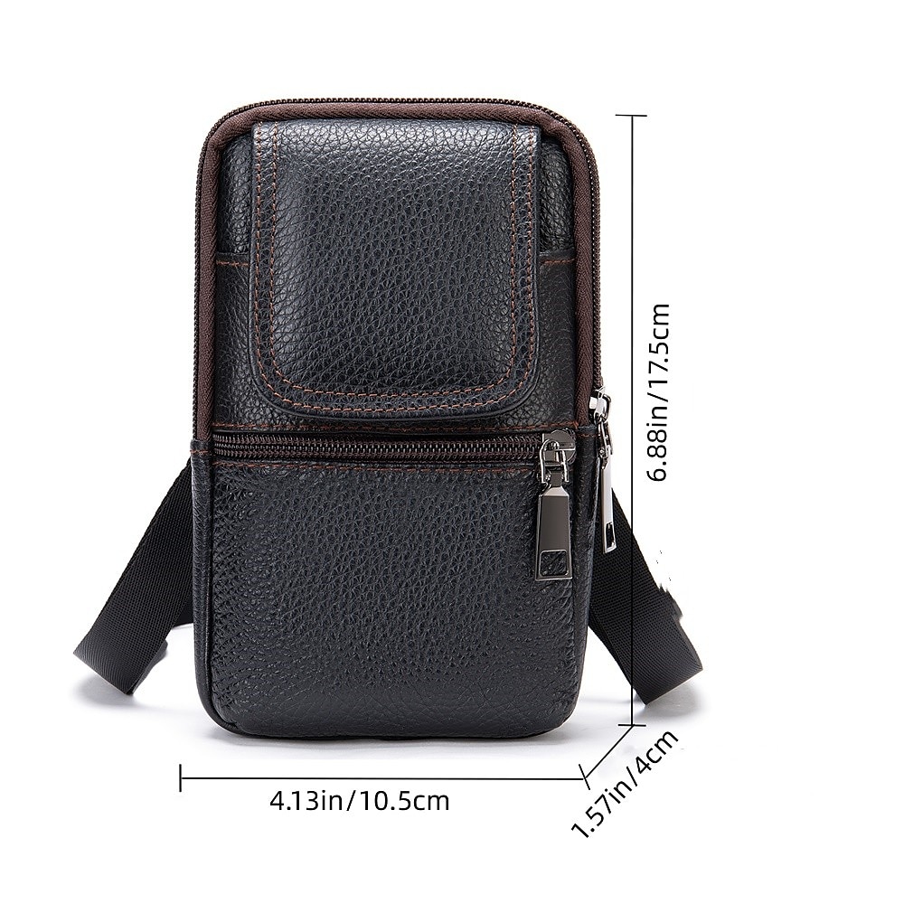 Men's Leather Crossbody Shoulder Bag - Compact Multi-Compartment Messenger Bag with Adjustable Strap for Travel and Everyday Use 2025 - $14.99 –P8