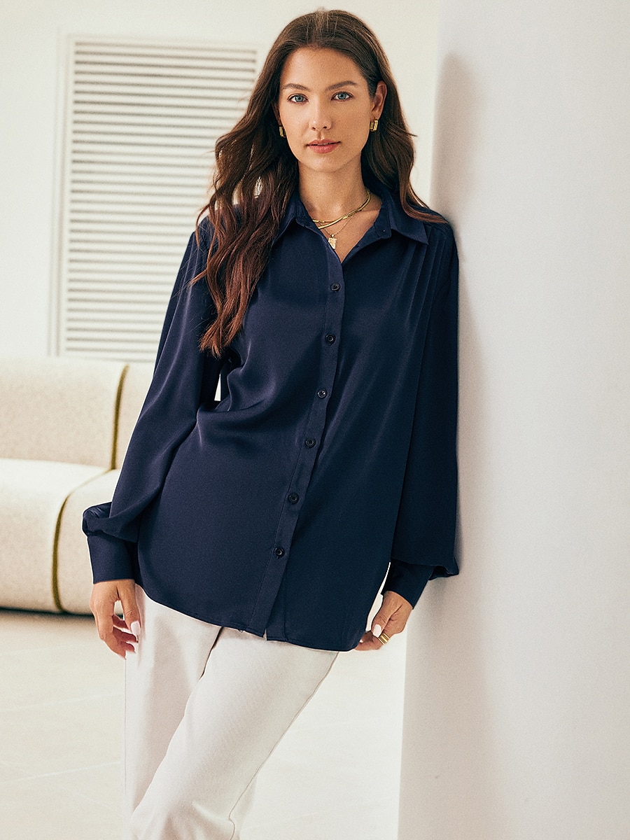 satijnen elegante mode-overhemdblouse 2025 - $47.99 –P4