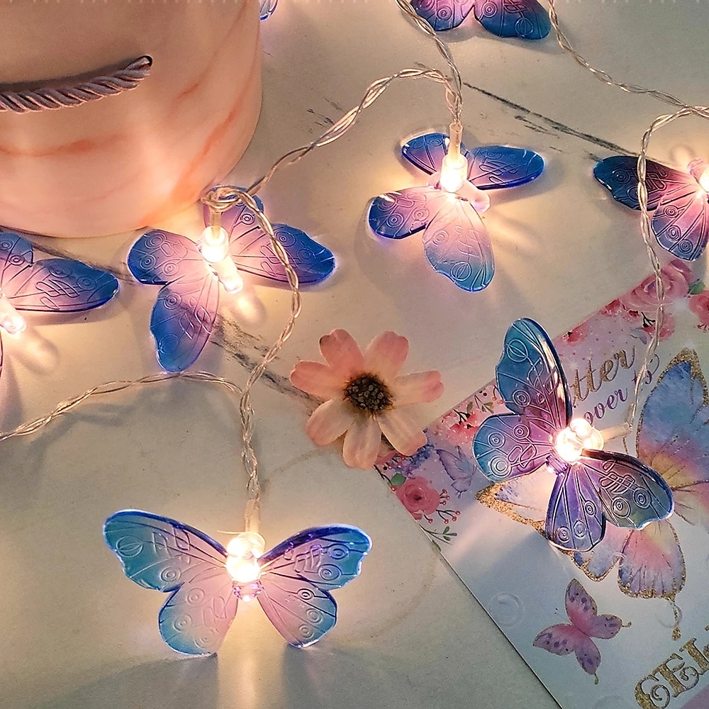 elegant bryllupsmottak fest 10 led led sommerfugllys eventyrslynge lys julekrans til bryllup dekorasjon utendørs rom krans dekorasjon gardinlys 1 sett 2025 - $7.49 –P1
