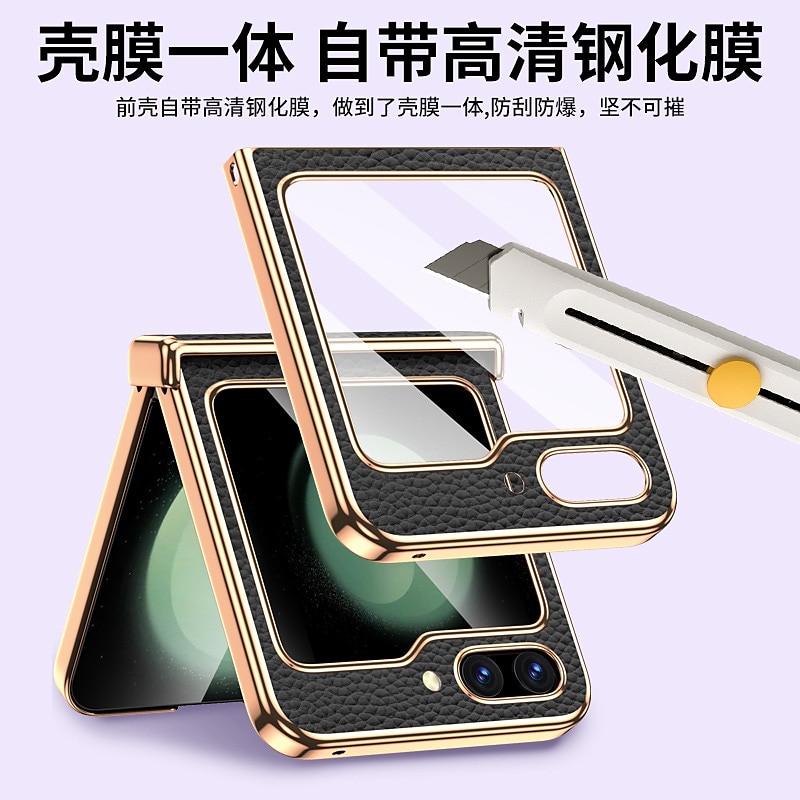 puhelin Etui Käyttötarkoitus Samsung Galaxy Z Flip 5 Takakuori Iskunkestävä aitoa nahkaa 2025 - $41.99 –P5