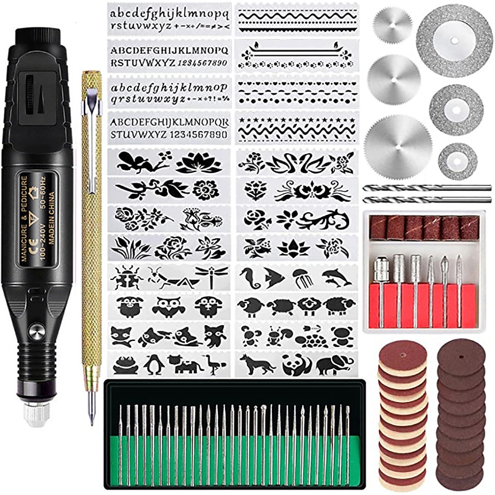 Kit d'outils de gravure multifonction électrique filaire micro graveur stylo de gravure outil rotatif de bricolage pour bijoux verre bois métal céramique plastique (modèle américain) de 2026 ? $72.99 –P11