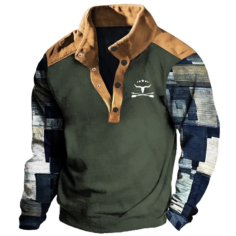 Per uomo Pop art Color Block Cowboy Felpe Felpa Manica lunga Felpa Colletto alla coreana Giornaliero Informale Vintage retrò Stampa 3D Da mare Sportivo Per eventi Stampa Primavera & Autunno del 2025 a $33.99 –P5