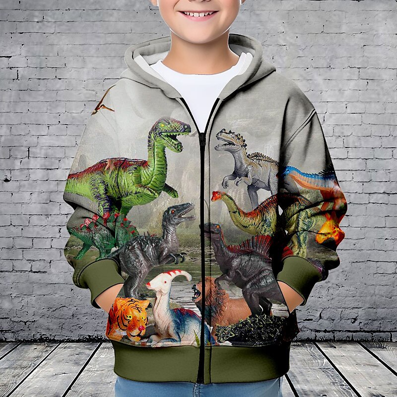 Pojkar 3D Dinosaurie Huvtröja Kappa Ytterkläder Långärmad 3D-tryck Höst Vinter Mode Streetwear Häftig Barn 3-12 år Utomhus Ledigt Dagligen Normal 2025 - $18.49 –P2