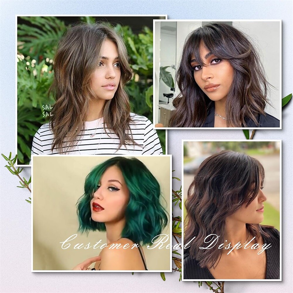 Jolelyne Green Curly Wavy Bob Wig with Bangs Dark Green Wavy Bob Wig for Women Short Curly Bob Olive Green Wig with Curtain Bangs Curly Bob Wig with Bangs Green Bob Wavy Wigs for Women (Green) 2025 - $18.99 –P7