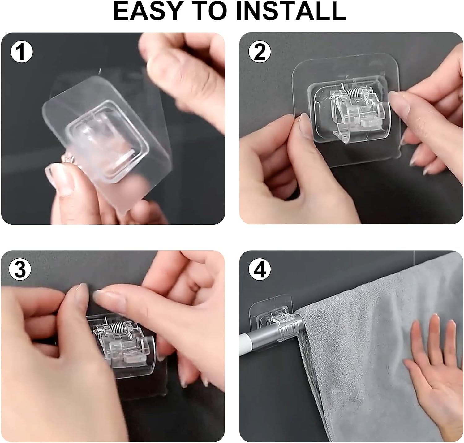 4Pcs Self Adhesive Curtain Rod Bracket Punch-free Curtain Rod Clips Nail-Free Hook Adjustable Shower Curtain Rod Hanging Holder 2025 - $8.99 –P4