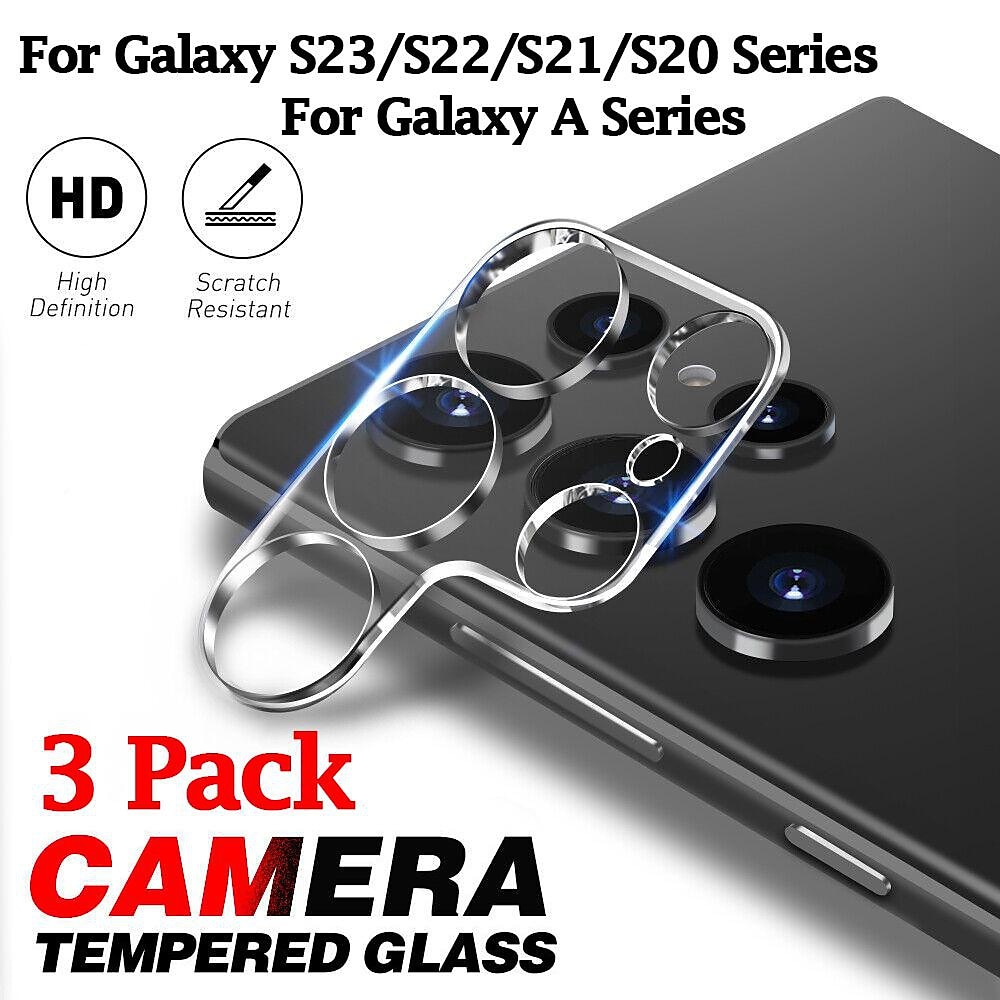 2025年 3枚 カメラレンズプロテクター 用途 サムスンのギャラクシー S24 Ultra Plus S23 S22 S21 S20 Ultra Plus FE A72 A52 A42 A32 A22 A12 A02 S25ウルトラ 強化ガラス 硬度9H ハイディフィニション(HD) 傷防止  コレクション – $11.99 –P2