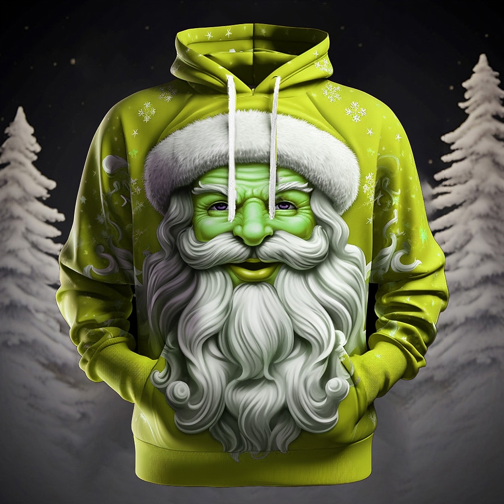 Sweat à capuche 3D Père Noël pour homme, motif graphique, mode Père Noël, impression 3D, sport, extérieur, vacances, jaune foncé, rouge, manches longues, capuche, poche avant, printemps&amp;chemise de 2025 ? $32.99 –P13
