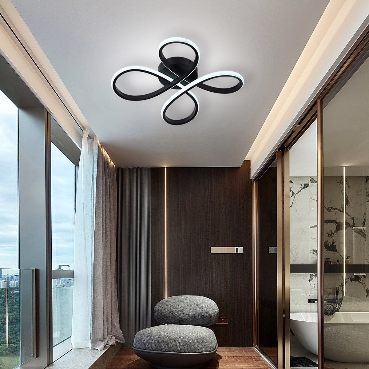 moderne taklys ring design led svart taklampe 3 farger akryl taklampe pendelbelysning for stue soverom spisestue kjøkken foajé 110-240v 2025 - $87.99 –P1