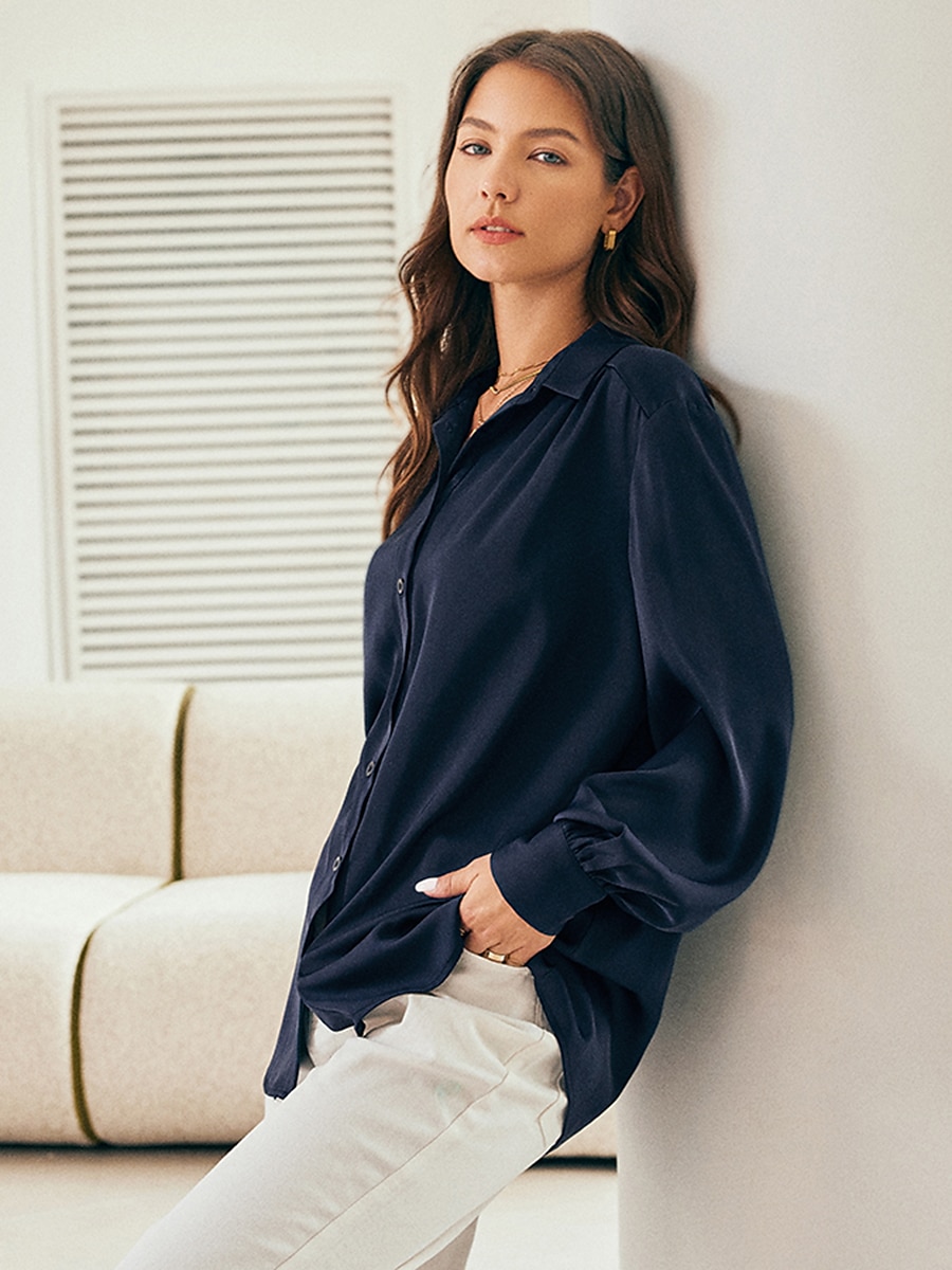 satijnen elegante mode-overhemdblouse 2025 - $47.99 –P5