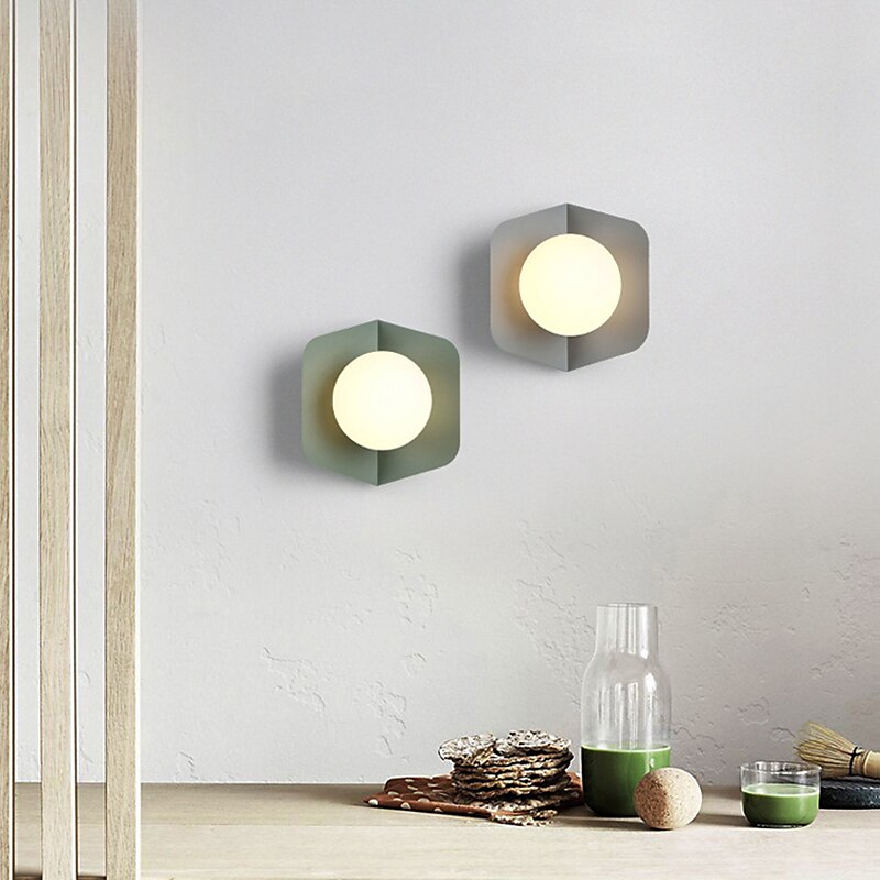 seinävalaisin pyöreä lasi maapallo varjostin seinäkiinnitys nykyaikainen macaron metalliseinävalaisin 110-240v 2025 - $116.99 –P1