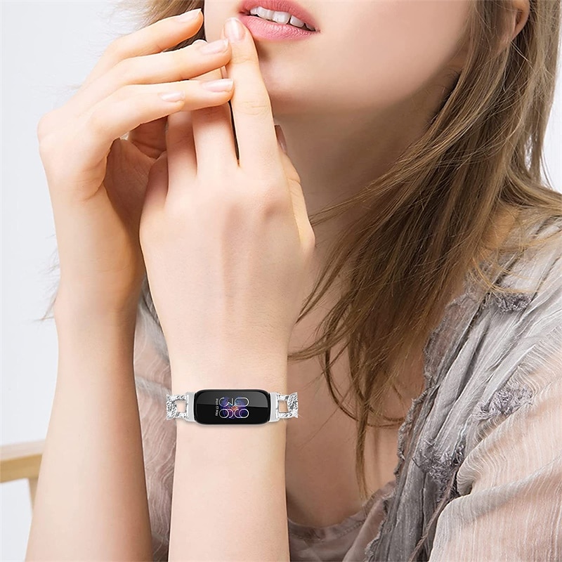 Smart Watch Band Compatible with Fitbit Inspire 3 Stainless Steel Smartwatch Strap Women Glitter Crystal Jewelry Bracelet Replacement  Wristband 2025 - JP ¥1937 –P7