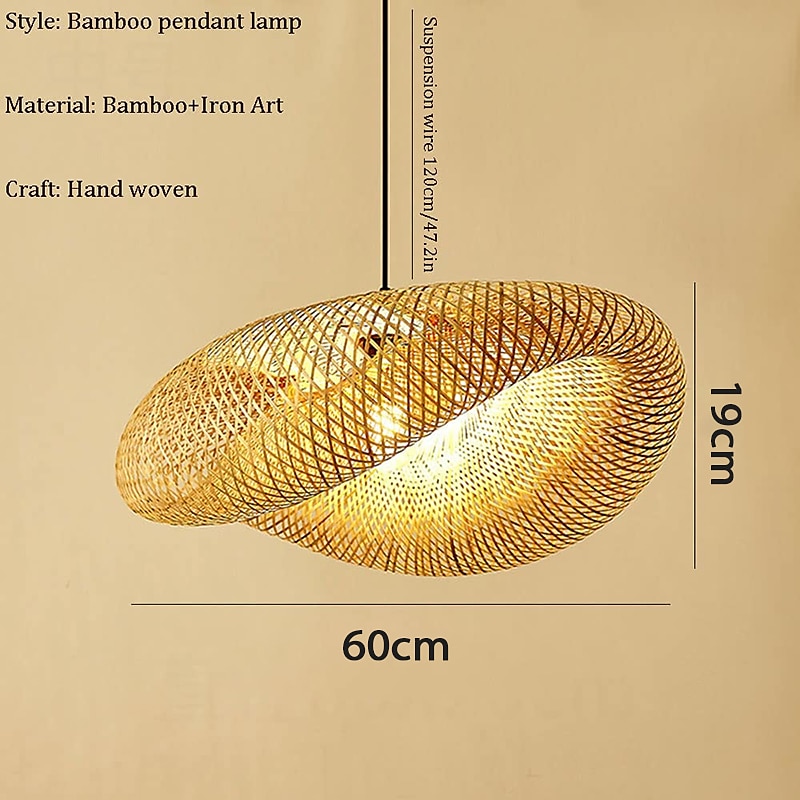luz led pendnat lanterna de bambu design lustre retrô 40cm lustre iluminação de teto é aplicável à sala de estar quarto restaurante café bar restaurante clube de 2025 por $152.99 –P7