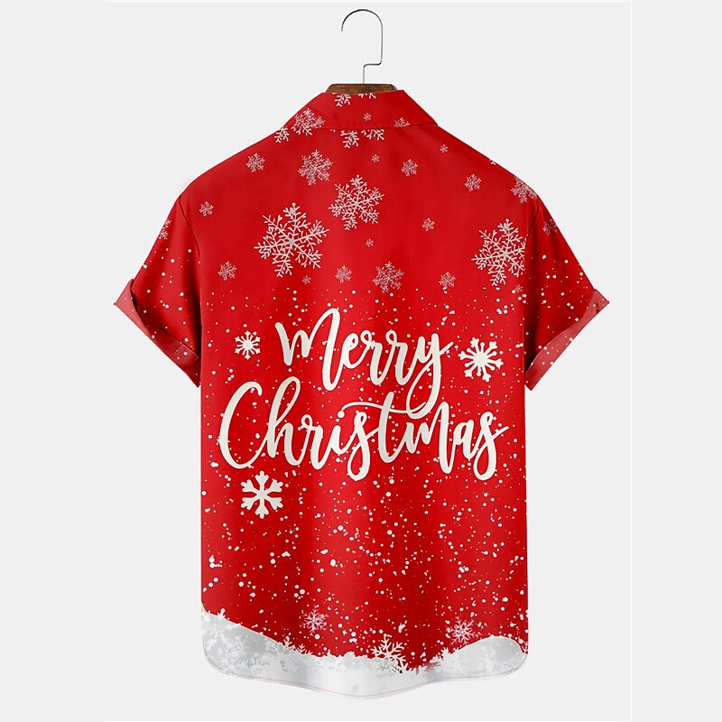 Noël Homme Motif de flocon de neige Turquie Chemise Chemise boutonnée Manche Courte Décontractées Usage quotidien Sortie Fin de semaine Automne Col rabattu Imprimer Bouton bas Jaune Rouge Bordeaux de 2025 ? $24.99 –P5