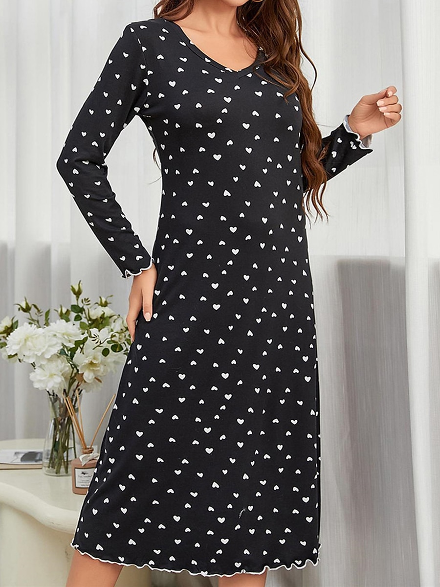 pyjama femme chemise de nuit chemise de nuit robe à pois simple décontracté confort maison quotidien lit respirant v fil manches longues automne hiver tenues pour la maison de 2025 ? $27.99 –P6