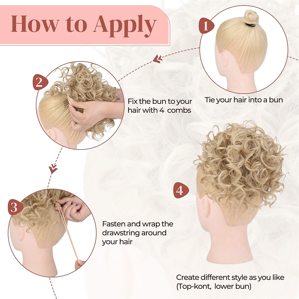 Messy Bun Hair piece for Women Elastic Drawstring Loose Wave Curly Scrunchies Ponytail Extension Synthetic Hair Extensions Hair Bun for Women Daily Use-Light Smoky Brown 2025 - $11.49 –P7