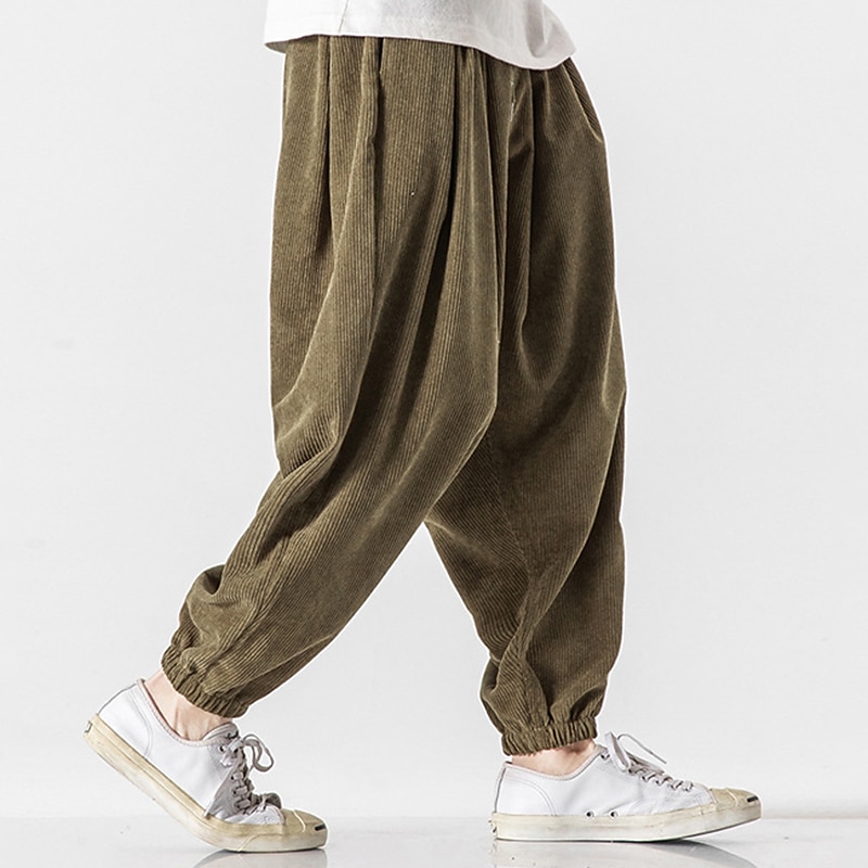 Men's Sweatpants Corduroy Pants Carrot Pants Pocket Drawstring Elastic Waist Plain Comfort Breathable Outdoor Daily Going out Fashion Casual Black Pink 2026 - $49.99 –P11