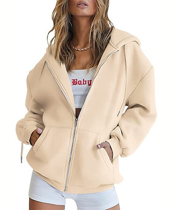 Moletom Moletom com zíper Pullover Tecido Bolso frontal Para Mulheres Adulto Não Imprimindo Rua Casual / Diário de 2025 por $21.99 –P12