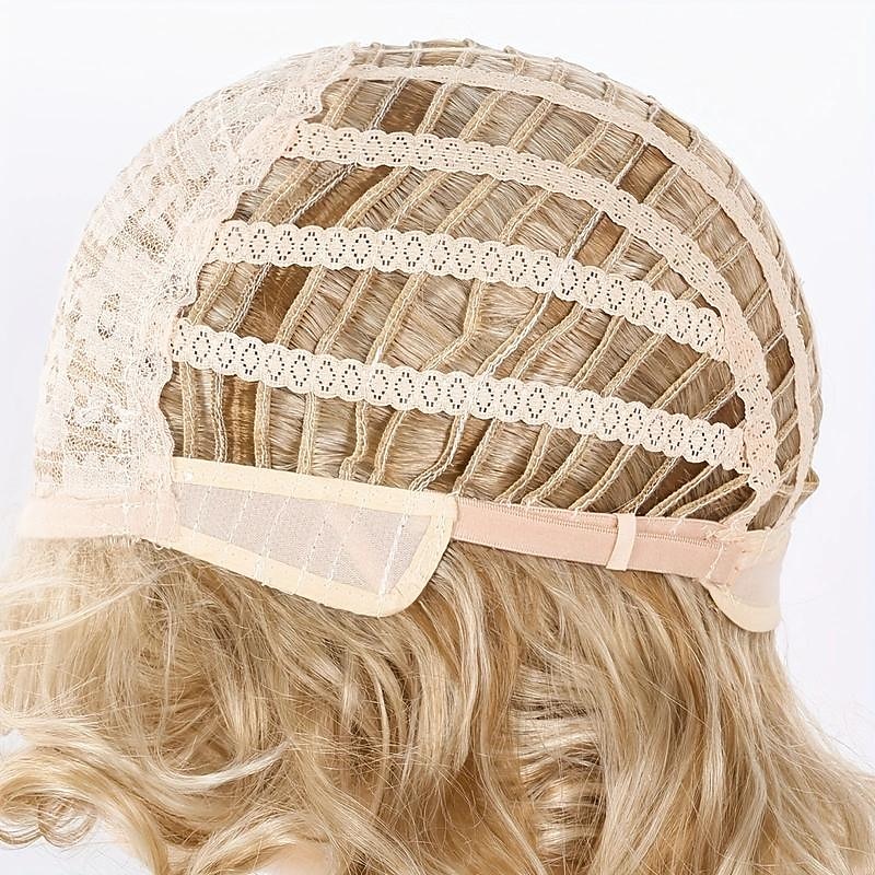 Blond 20-calowe długie kręcone falowane włosy peruki puszyste miękkie włosy peruki z grzywką dla kobiet peruki z włosów syntetycznych 2025 - $23.99 –P6