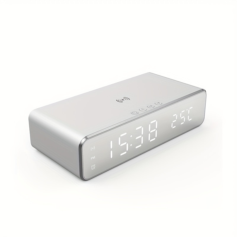 Wireless Charger Time Alarm Clock LED Digital Thermometer Earphone Phone Chargers Fast Charging Dock Station For IPhone 15 14 13 12 Samsung 2025 - $34.99 –P4