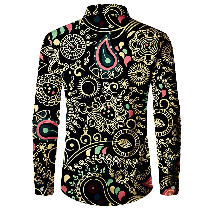 Herren Hemd Knopfhemd Langarm Brautkleider schlicht Boho Freizeitskleidung Ausgehen Herbst Winter Umlegekragen Bedruckt Button-Down Schwarz Dunkelmarine Beige 2025 - $24.99 –P7