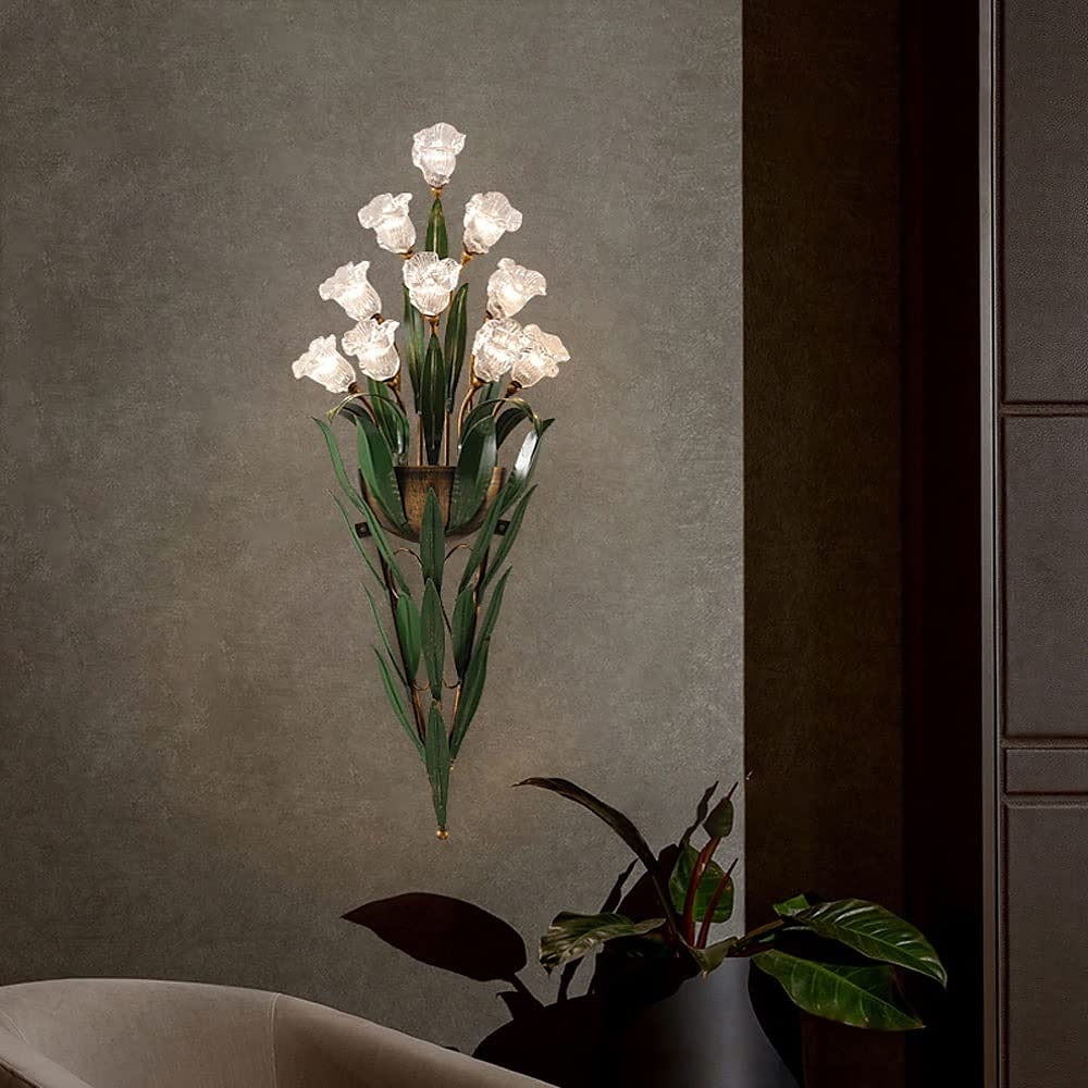 arandelas de parede design de flores g4 * 6 luminária de cabeceira led com iluminação de vaidade de vidro de metal lâmpadas de parede de metal para corredor de quarto 110-240v de 2025 por $365.09 –P4