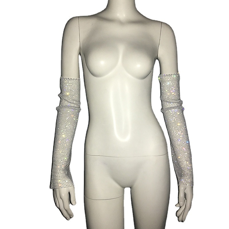 Čirý mesh drahokamu Rukavice bez rukojeti Dlouhé rukavice Kovový Třpyt Sexy Krajka Pro Disko Kostýmová hra Karneval Dámské Kostýmní šperky Módní šperky 2025 - $26.99 –P6
