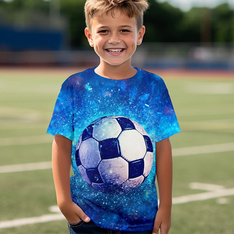 Băieți 3D Fotbal Tricou Tricouri Manșon scurt Tipărire 3D Vară Primăvară Activ Sport Modă Copii 3-12 ani Stil Nautic În aer liber Casual Zilnic Fit regulat 2025 - $11.99 -P2