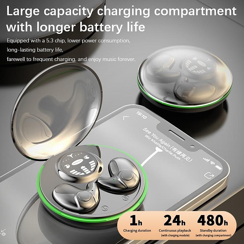 Wireless Stereo Sleep Headphones Mini in-Ear Noise Cancelling Earbuds Bone Conduction Bluetooth Music Headset with Charging Box 2025 - $20.99 –P8