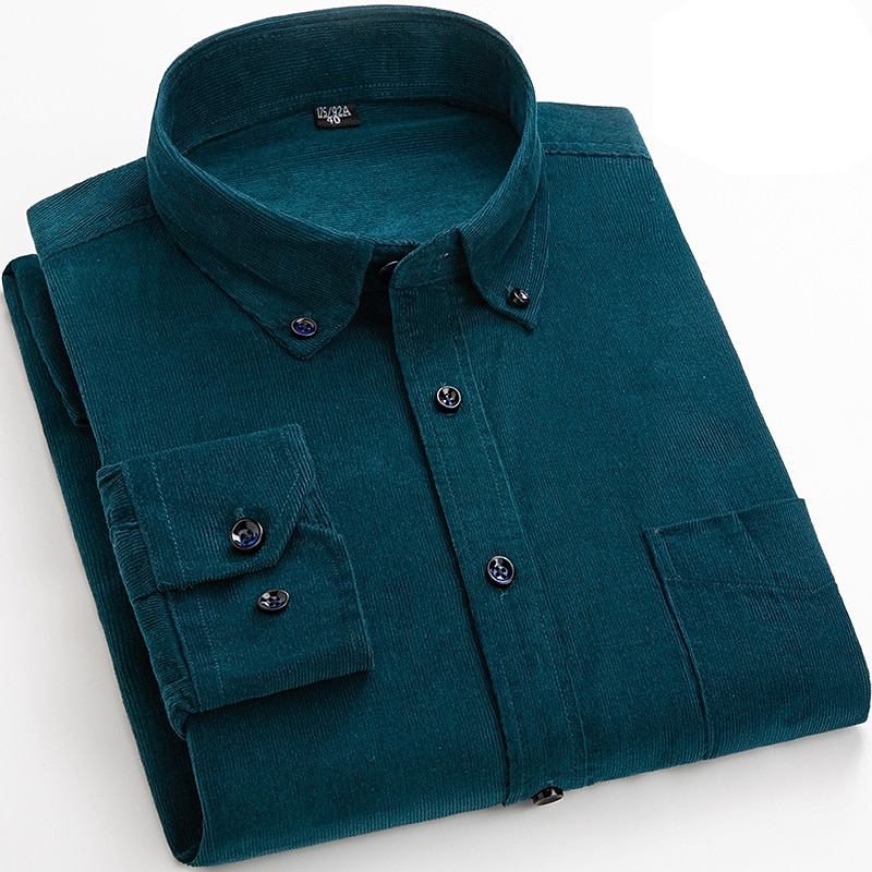 Men's Shirt Corduroy Shirt Shirt Jacket Overshirt Plain Outdoor Daily Wear Light Blue Yellow Red Navy Blue Long Sleeve Lapel Spring &  Fall Clothing Apparel Front Pocket 2025 - $35.99 –P2