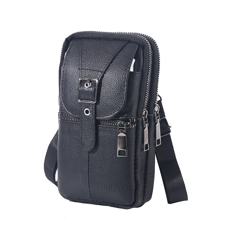 мужская многофункциональная сумка через плечо из натуральной кожи, кошелек для мобильного телефона, чехол-кобура для телефона, кожаный поясной чехол, маленькая сумка-мессенджер 2025 - $11.99 –P3