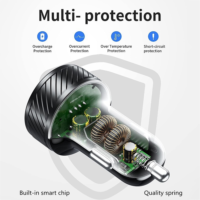 2025年 QC 3.0 デュアル USB 車の充電器、電圧計表示電源アダプタ、携帯電話用シガー ライター ソケット付き  コレクション – $28.99 –P11