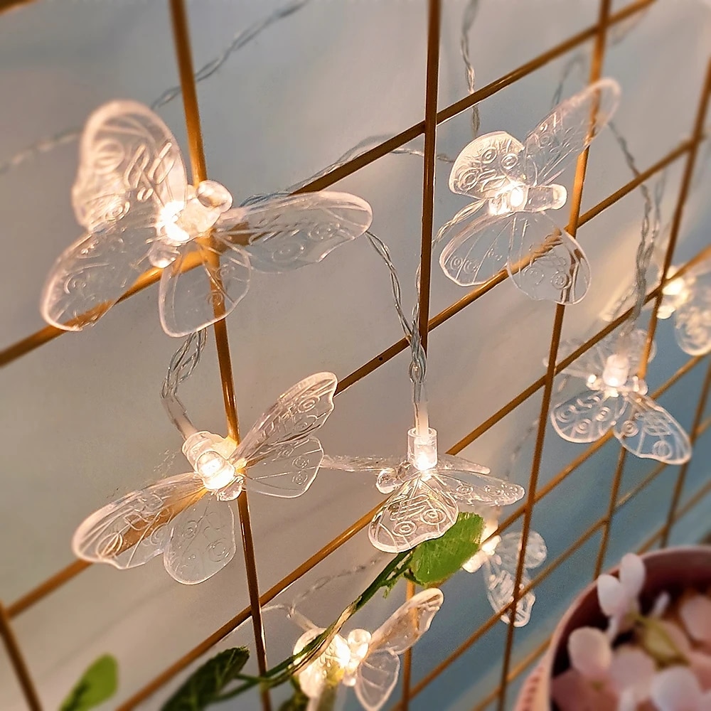 elegant bryllupsmottak fest 10 led led sommerfugllys eventyrslynge lys julekrans til bryllup dekorasjon utendørs rom krans dekorasjon gardinlys 1 sett 2025 - $7.49 –P7