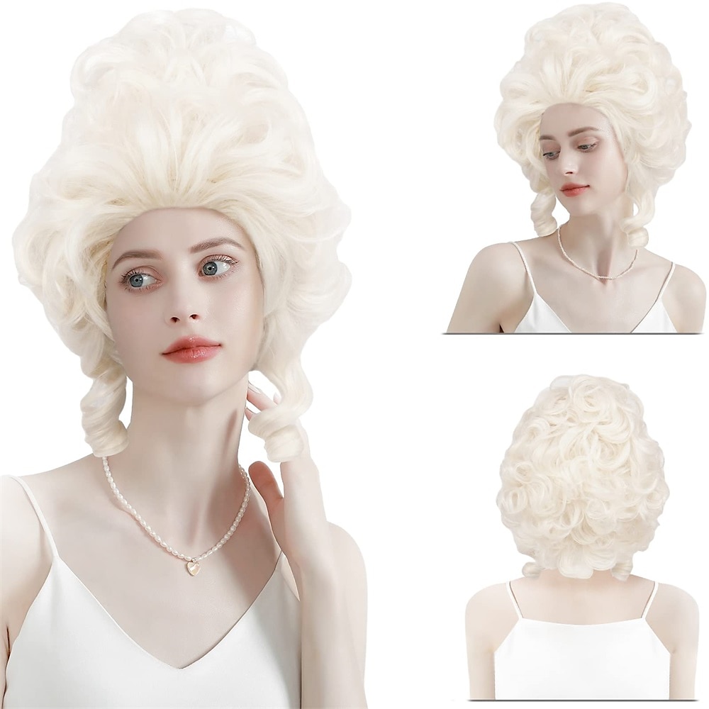 Wig Platinum Blonde Beehive Wig 18th Century Baroque Wig for Women Lady Natural Synthetic Victorian Cosplay Party Costume Wig (Platinum Blonde) Carnival Wigs 2025 - $21.99 –P1