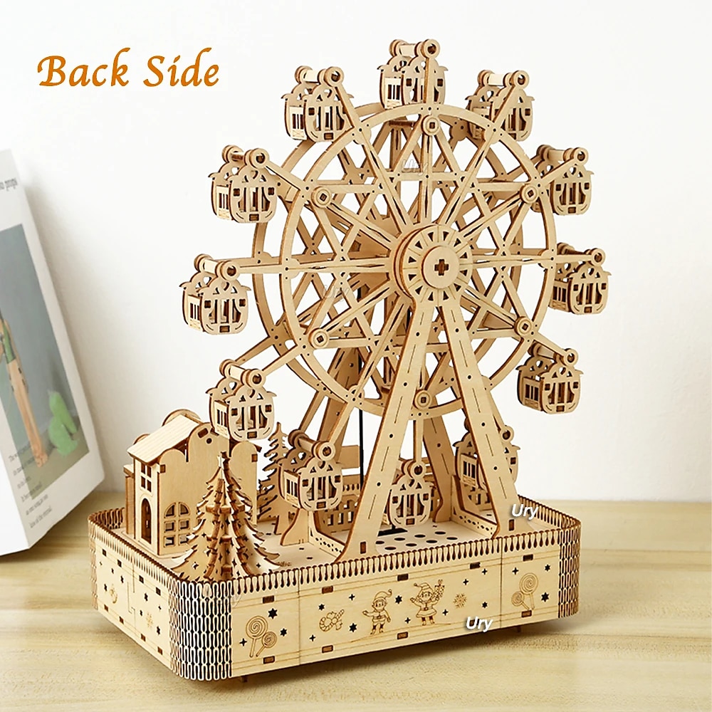 3D Wooden Puzzles Led Rotatable Ferris Wheel Music Octave Box Model Mechanical Kit Assembly Decor DIY Toy Gift for Kid Adult 2025 - $68.99 –P3