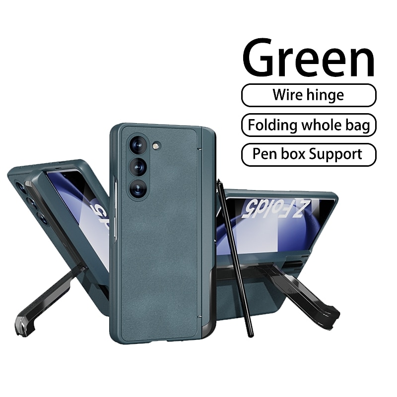 телефон Кейс для Назначение SSamsung Galaxy Z Fold 5 Кейс на заднюю панель со стендом и протектор экрана с электронной ручкой ПК Кожа PU 2025 - $27.99 –P11