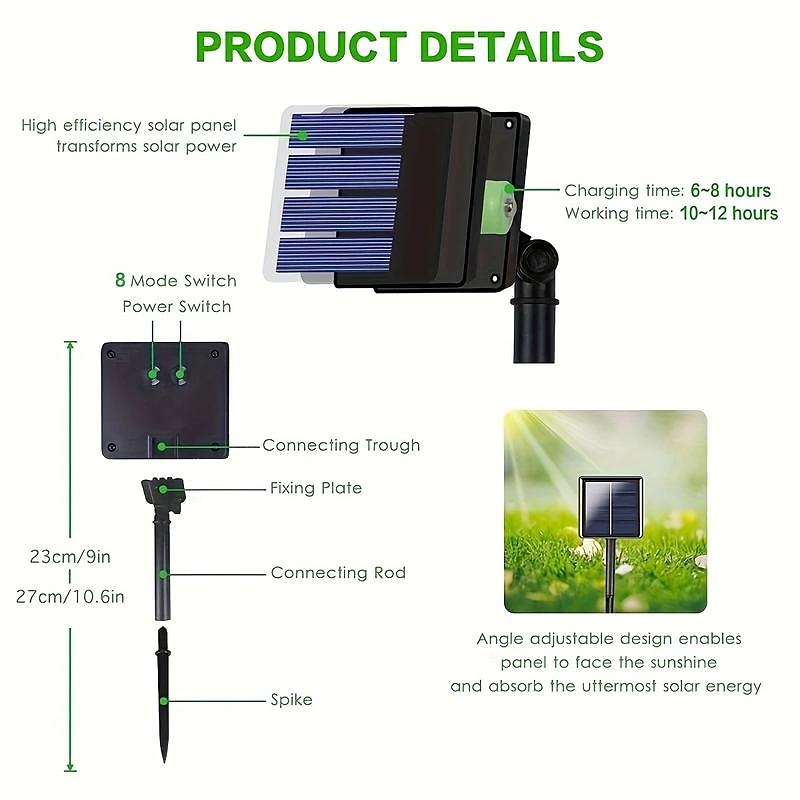 2025年 5メートル 10メートル 20メートル クリスマスストリングライト 50/100/200/300 LED 温白色 クールホワイト マルチカラー 銅線ライト ソーラー駆動 クリスマスの飾り ソーラー駆動  コレクション – $11.49 –P3