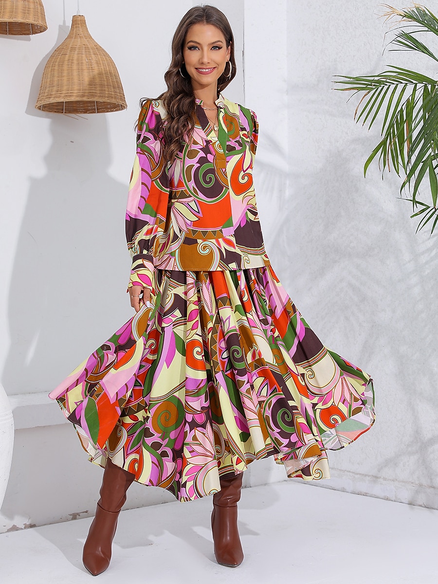Tencel overhemdblouse met kleurblokken en gebloemde v-hals 2025 - $4.99 –P6