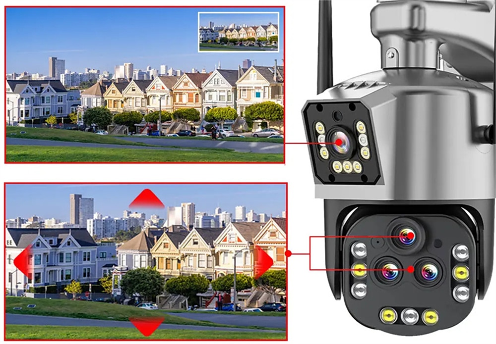 4K Wi-Fi Ptz Ultra ip камера наблюдения с четырьмя объективами, камера безопасности с 20-кратным зумом, автоматическое слежение, видеонаблюдение ipc360 2025 - $97.99 –P9