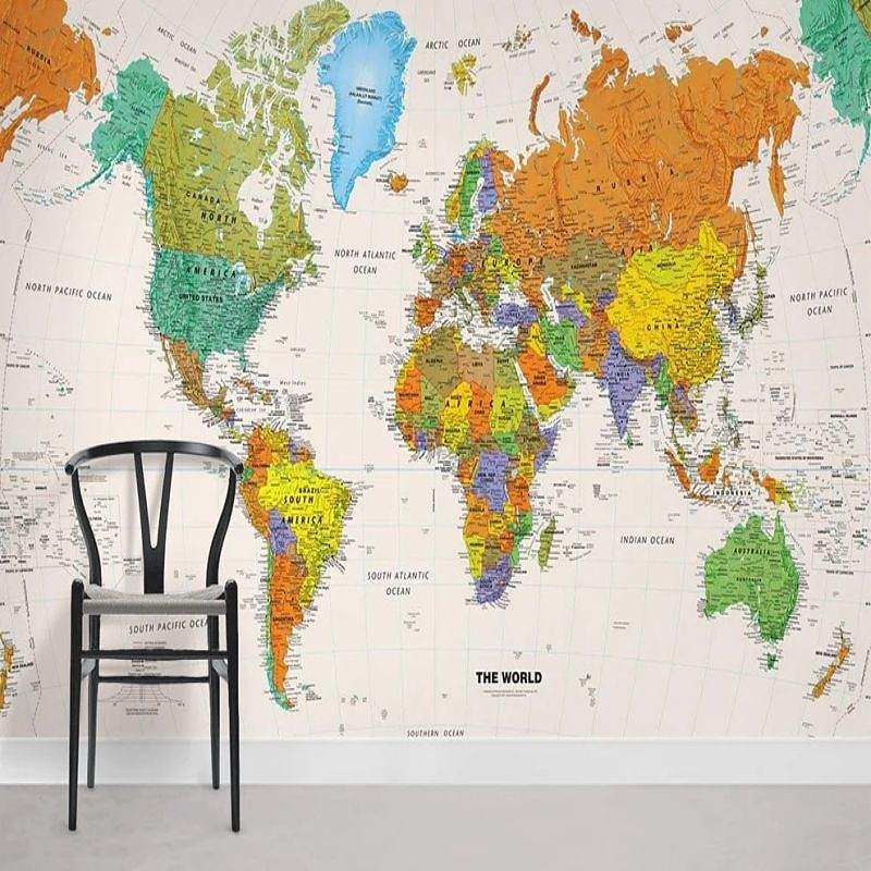Mapa do mundo papel de parede mural atlas vintage cobertura de parede adesivo peel and stick removível pvc/material de vinil autoadesivo/adesivo necessário decoração de parede para sala de estar de 2026 por $47.99 –P14